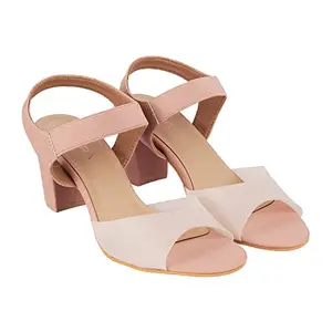 Lazera Fashion Block Heel Sandal for Woman (Peach, numeric_7)