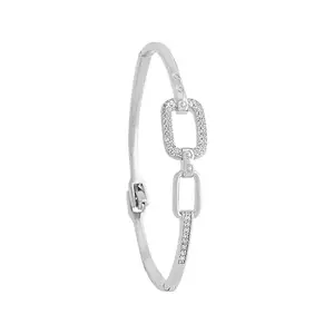 Kushal's Fashion Jewellery White Rodium Plated Zircon Kada - 413528