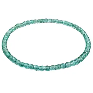 RRJEWELZ Natural Blue Apatite Round Shape Smooth Cut 4mm Beads 7.5 inch Stretchable Bracelet for Healing, Meditation, Prosperity, Good Luck | STBR_01155