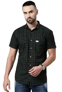 Majestic Man Men Cotton Checkered Half Sleeve Slim Fit Casual Shirt