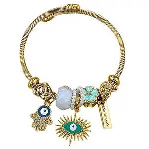 Peora Synthetic Stone Studded Gold Plated Bracelet Fashion Adjustable Stylish Jewellery Gift for Girls & Women (PX3B49)