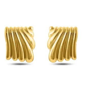 PALMONAS Ribbed Chunky Stud Earring for Women - Gift for Girls & Women | Waterproof & Anti-Tarnish Earrings
