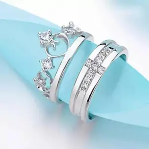 Women Crown with Cross Couple Ring (IR731)