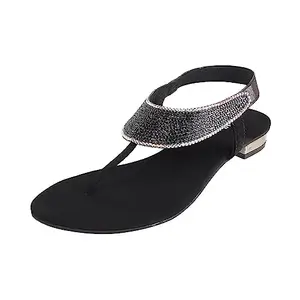 Mochi Women Black Ethnicwear Fashion Sandal UK/3 EU/36 (35-163)