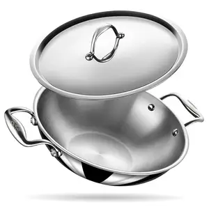 Stahl Artisan Triply Stainless Steel Kadhai with Lid,Kadai for Cooking, Stainless Steel Cookware Triply Kadai, Induction & Gas Stove Compatible, 0.8 L, 16 cm price in India.