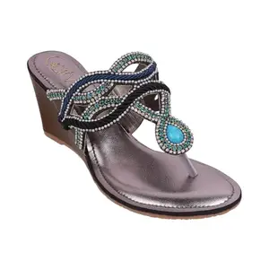 Catwalk Women Stylised Open Back Platforms | For Women & Girls (GUN METAL,8 UK)