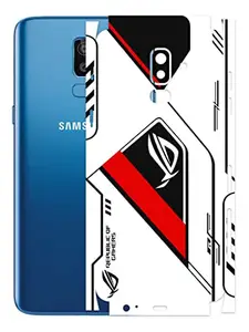 AtOdds - Samsung Galaxy J8 Mobile Back Skin Rear Screen Guard Protector Film Wrap (Coverage - Back+Camera+Sides) (Rog Red)