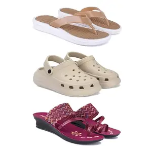 Women's Comfortable Sandal,Casual Lightweight Sandal for Everyday Wear | BT-(3-COMBO)-1860-OO1-1949-8-EURO-39