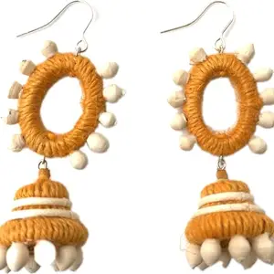 Jute Earrings Medium Size Jhumka for Women and Girls | Handmade Product | Light Weight (Yellow)