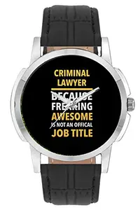 BIGOWL Wrist Watch For Men - Criminal Lawyer Because Freaking Awesome Is Not and Official Job Title | Gift for CRIMINAL LAWYER - Analog Men's And Boy's unique quartz leather band round designer dial watch