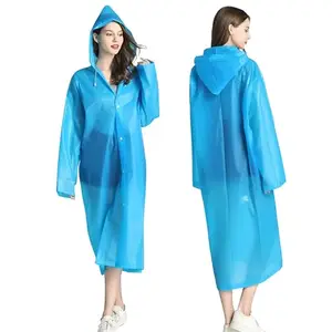 Amazon Brand - Symactive Transparent Long Raincoat Water Resistant Rain Jacket with Adjustable Hood Outdoor Portable Rainwear Poncho for Men Women Travel (Universal, Sky Blue)