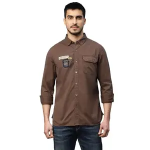 Royal Enfield MLG Twill Badge OD Shirt Brown (S) 39 CM