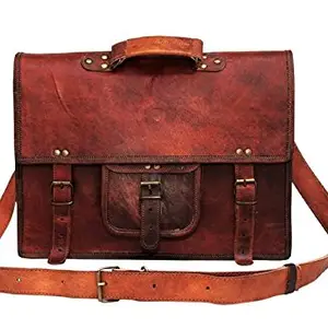 Vintage Fashion 13" Vintage Leather Messenger Soft Leather Briefcase Satchel Leather Laptop Messenger Bag for Men and Women
