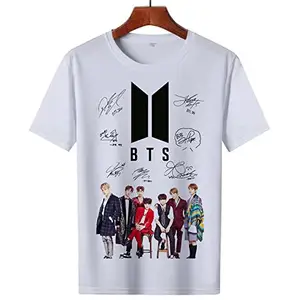 Generic BTS Group Hip HOP Printed T-Shirt (White Color) (34)
