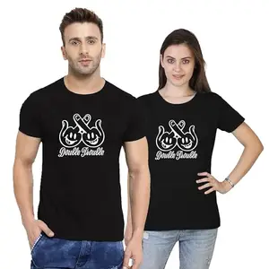 Couple T-Shirts | Matching Printed Tees for Him & Her | Romantic & Stylish Cotton T-Shirts for Couples | Short Sleeve T-Shirts (Black XS)_Vazilifestyle_178 XS_Couple t Shirt.