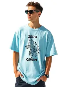 Enitor Men's Straigth Oversize T-Shirt||Round Neck||Casual. Aqua Blue