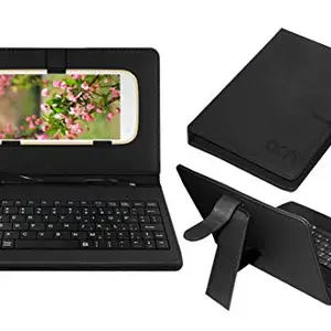 Acm Keyboard Case Compatible with Karbonn A40 Plus Mobile Flip Cover Stand Plug & Play Device for Study & Gaming Black