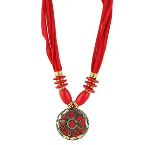 Shashwani Striking Red Tibetan Style Designer Necklace - PID28587