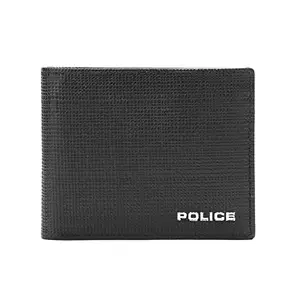 POLICE Drick Bi-Fold Genuine Leather Wallet for Men | Purse for Men/Money Bag for Men with 9 Slots | Gents Purse with Coin Pocket | Mens Wallet Gift for Him - Black