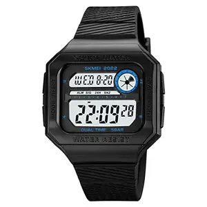 SKMEI Men's Digital Sports Watch Digital Watch for Youth Sports Outdoor Silicone Watch 5 ATM Waterproof, Chronograph, Alarm Clock - 2022 (Blue White)