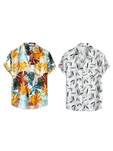 Leriya Fashion Men's Casual Rayon Relaxed Fit Shirt Button Down Summer Shirts for Men | Stylish Printed | Short Sleeve | Trendy (Available in Plus Size)