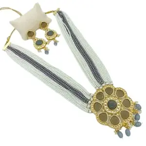 Latest Stylish Stone Studded Jewellery Set for Women |Festive Wedding Party Necklace Earrings|JS_310|