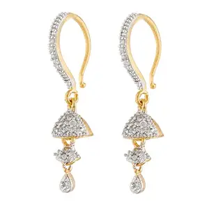 R K FASHION ACCESSORIES PVT LTD Gold Contemporary Brass Gold Plated and Cubic Zirconia Earrings for Women, free Size (20139)