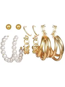 Vembley Earrings For Women Fashion Gold Plated Pearl & AD Earrings For Women Girls Jewellery Earrings Combo Love Gift For Sister