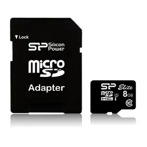 Silicon Power Elite 8GB microSDHC Class 10 UHS-1 Flash Memory Card (SP008GBSTHBU1V10-SP)
