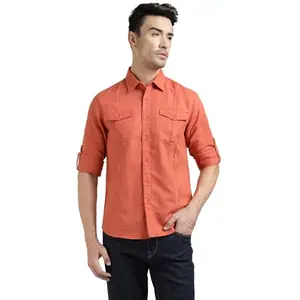 Royal Enfield Full Sleeve Linen Shirt (Size: S)-SHS250008-RUST