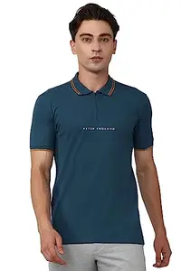 Peter England Men's Slim Fit Polo Shirt (PXKPPSGFD99012_Blue