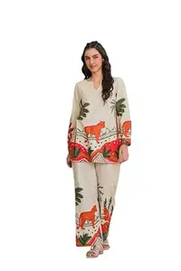 Magadh Creation Women's Cotton Floral Printed Straight Short Kurti with Pant Set