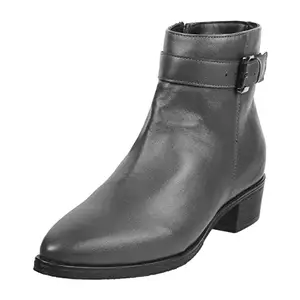 Mochi Women's Grey Faux Leather Buckle Detail Fashion Ankle Boot UK/8 EU/41 (31-69)