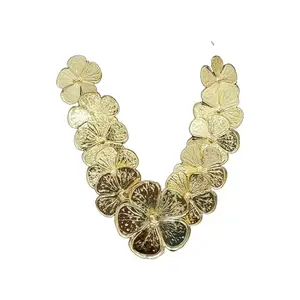 Traditional Gold-Plated Jaswandi Haar Temple Necklace, Copper Base, for Lord Ganesh Idol, 18 Inches