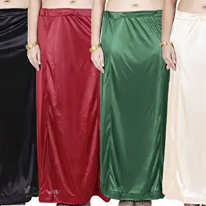 DHANVARSHA FASHION Women's Satin Petticoat Combo(Pack of 4)