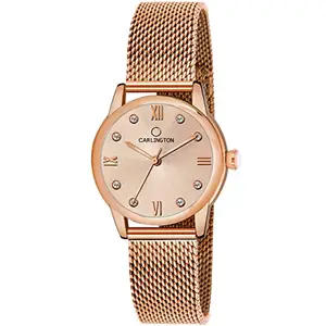 Carlington Metal Women Analog Ladies Wrist Watch With Mesh Strap - Ct 2005 Rose Gold, Band_Pink