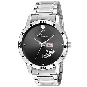 Jack Klein Silver Black Dial Day and Date Analog Watch for Men & Boys