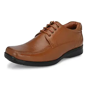 Auserio Men's Full Grain Leather Derby Lace Up Formal Shoes | Anti Skid Sole & Waxed Laces | Memory Foam Padded Insole | Shoes for Office & Parties | Tan 9 UK (SSE 277)