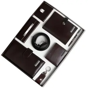 The Wallet Store Personalized All in One Travel Gift Set | Faux Leather | Best Combo Set for Brother, Husband, Boyfriend, Father (Brown)