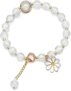 Beads Bracelet with Flower Charms - Best Hand Jewellery Gift for Women, Girls, Lovers [ pack of any 2 ]