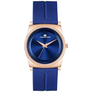 Franklord New Ladies Smart Series Analog Watch for Women Featuring Round Dial Water Resistant Trendy Wristwatch with Classy Blue Dial and Comfortable Silicone Strap Ideal for Fashionable Women