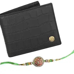 WildHorn Rakhi Gift Hamper For Brother - .Classic Men's Leather Wallet, And Rakhi Combo Gift Set For Brother, Black