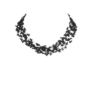 Glass Base Metal and Necklace for Women's-Jewelary Set-Black-15