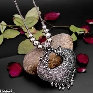 O S O Sdised Round Chain Pendant Long Necklace For Girls and women's Design_123