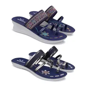 BERSACHE Soft Classic Casual with Regular wear Slippers for Woman | combo-1947-1945 | Size-5 Multicolor