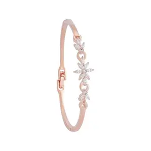 Kushal's Fashion Jewellery White Rose Gold Plated Zircon Kada - 413502