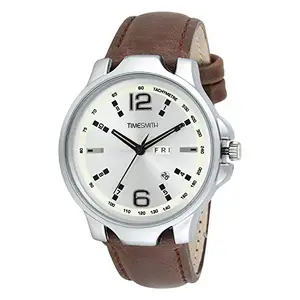 TIMESMITH White Dial Black Leather Analog Analog Watches for Men Latest Stylish TSC-029heli21