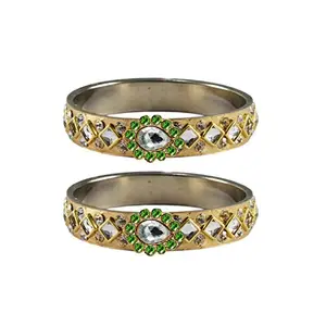 MAYA FASHION Golden stone Stud Brass Bangle Elegant Extra Large Size Bangle | Perfect Fit for Plus Size banglesTrendy and Comfortable Fit for woman and girls | (Sku-ban4765)