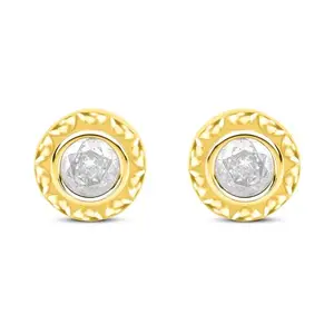 ROOVI Sterling Silver Gold Plated AD Studs Earrings For Women And Girls I Certificate of Authenticity and 925 Stamp I 6 Month Warranty
