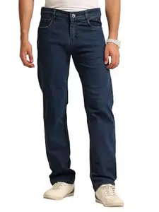 Bushirt Men’s Straight Fit Jeans for Men | 100% Cotton Non Stretch Denim Pant | Mid Rise Regular Fit Casual Wear Jeans | Classic 5 Pocket Button Closure | Durable Everyday Denim Jeans